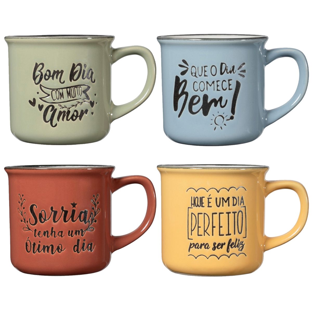JUST HOME COLLECTION - Mug 300 ml Cerámica Frases Colores Surtidos