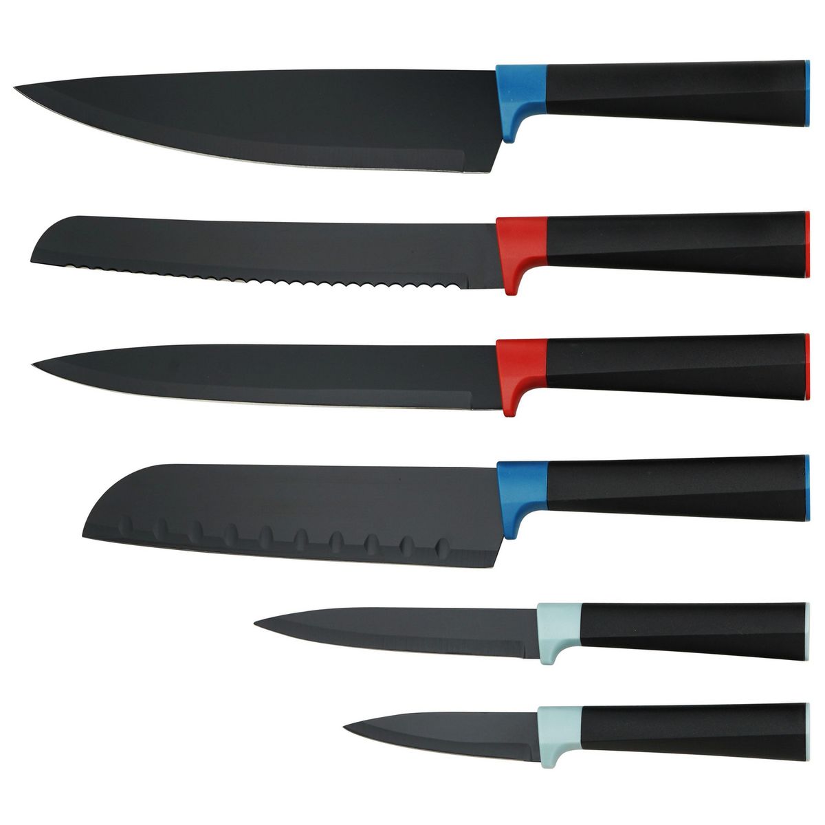 JUST HOME COLLECTION - Set 6 cuchillos mango plástico negro