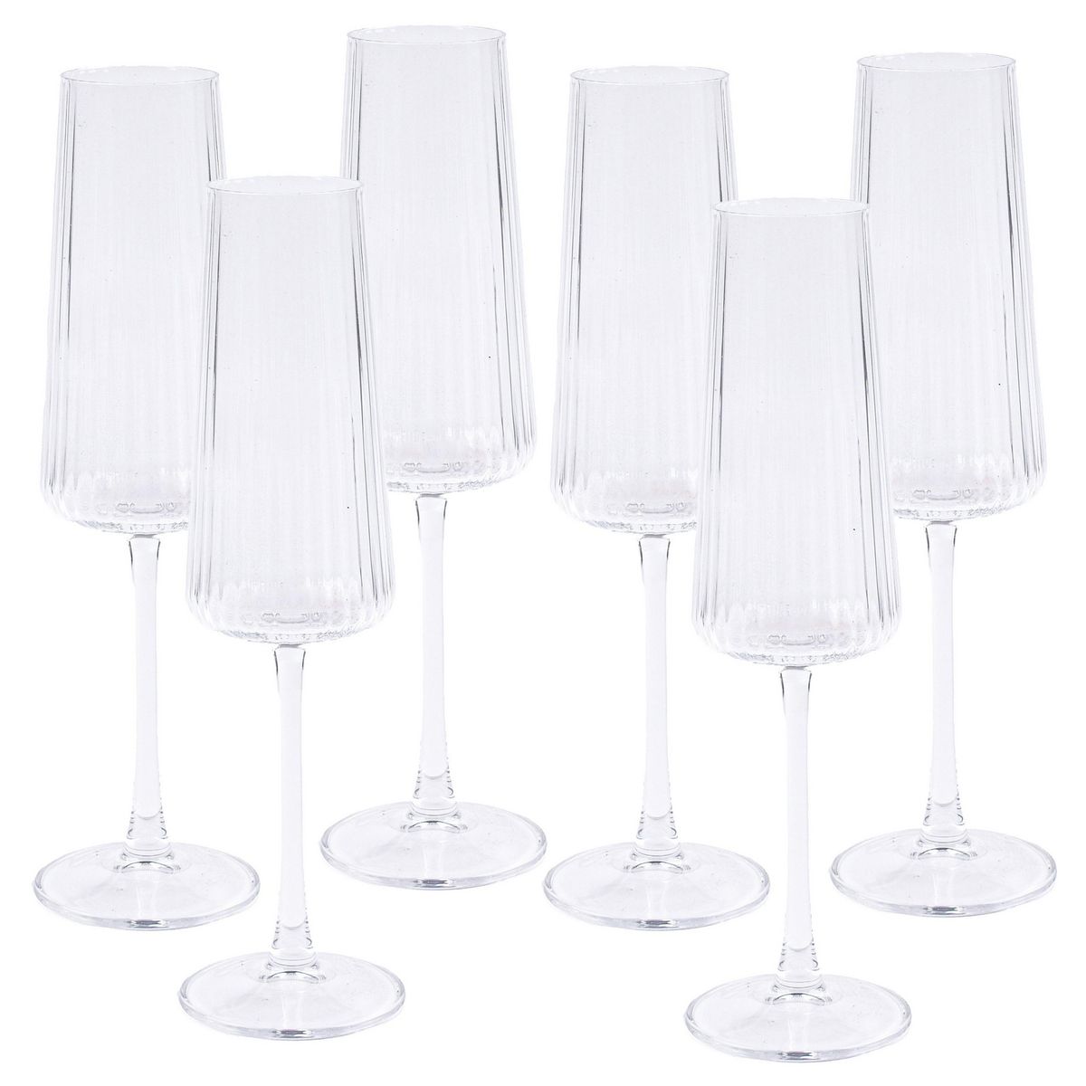 JUST HOME COLLECTION - Set 6 Copas de Champán 250 ml Vidrio Transparente