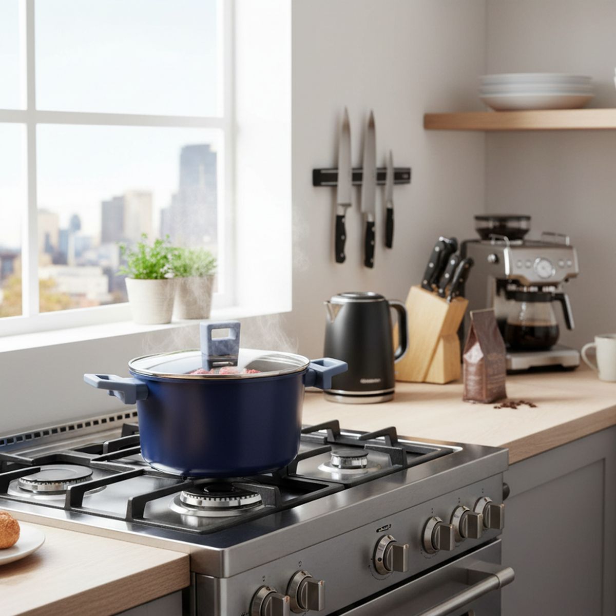 JUST HOME COLLECTION - Olla de Aluminio 24 cm 4.5 l Azul Navy Nova