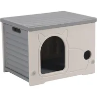 Casa para Gato 38x54x41 cm Gris, Blanco