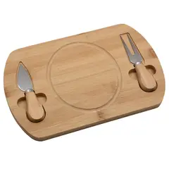 JUST HOME COLLECTION - Tabla Bambú + 2 Cuchillos Fibra de Bambú Café