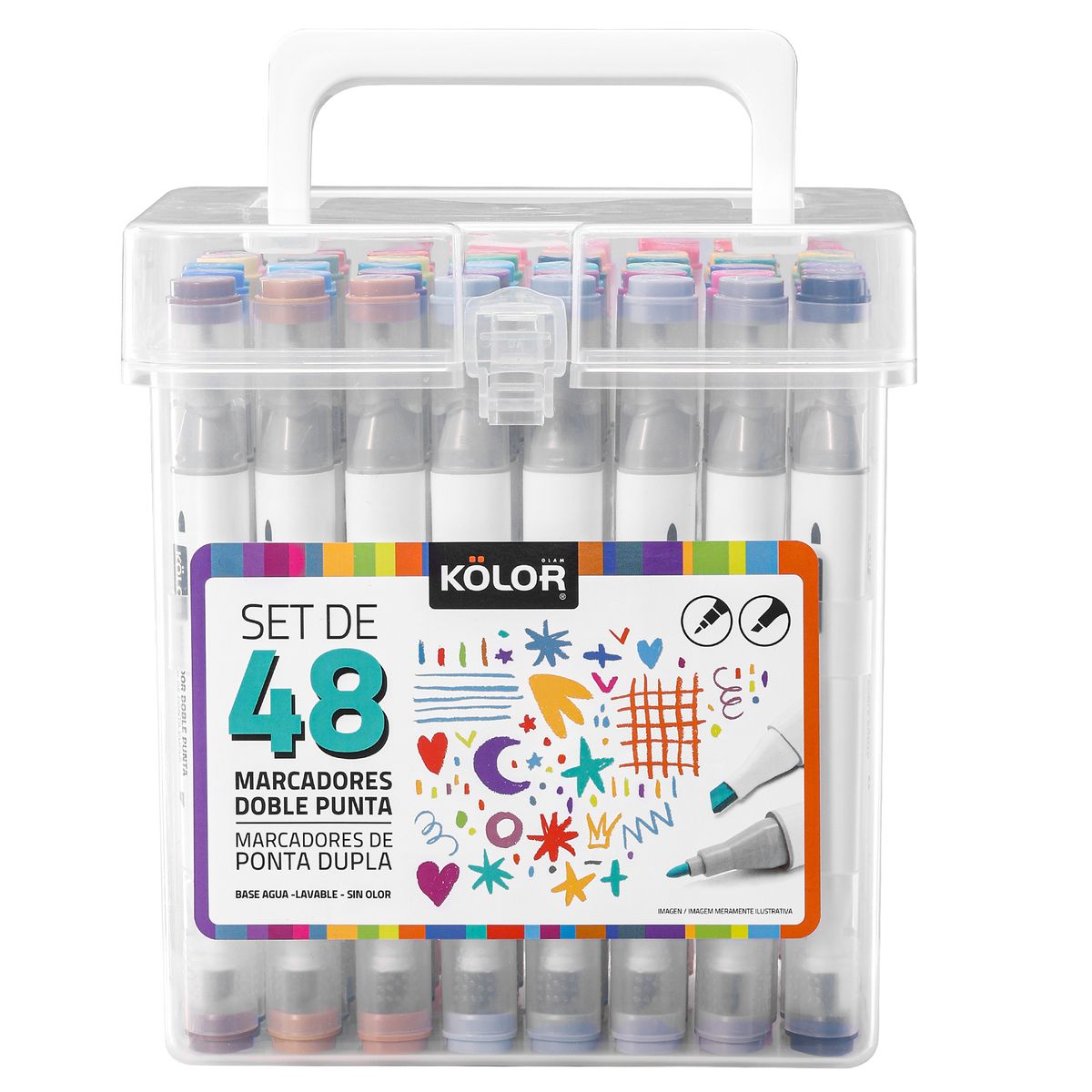 KOLOR - Set de 48 Marcadores Base Agua Kolor Kids