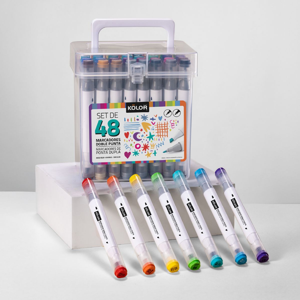 KOLOR - Set de 48 Marcadores Base Agua Kolor Kids