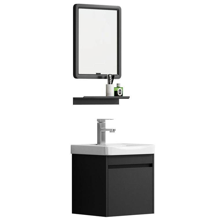 Combo Mueble de Baño + Espejo + Repisa Raymond Negro 42x36x43 cm