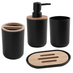 JUST HOME COLLECTION - Set 4 Piezas Negro Plástico/Bambú