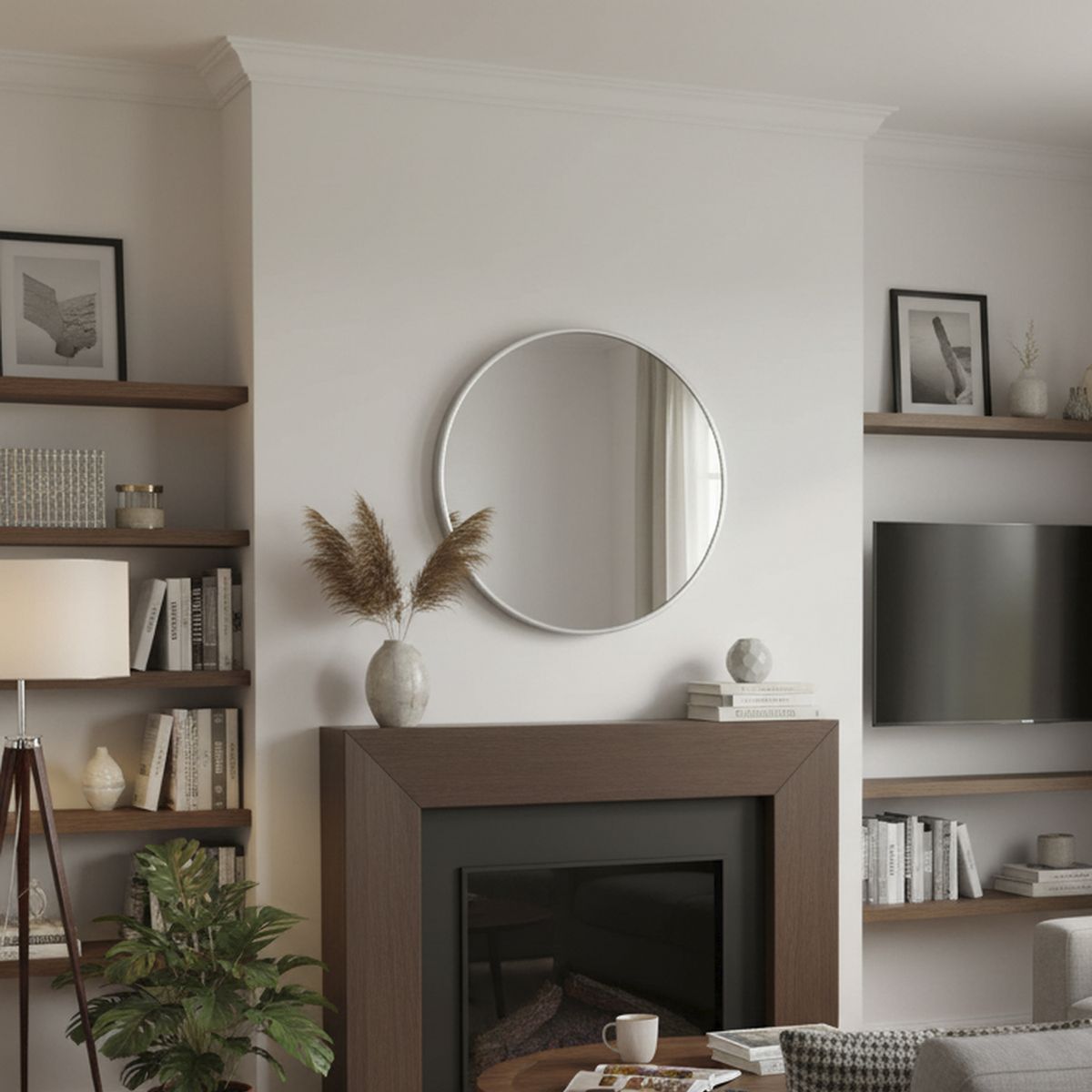 JUST HOME COLLECTION - Espejo Redondo Decorativo 30x30 cm Plateado