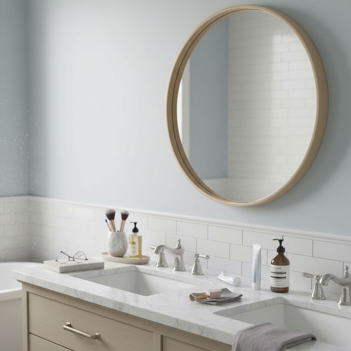 JUST HOME COLLECTION - Espejo Redondo Decorativo 30x30 cm Beige