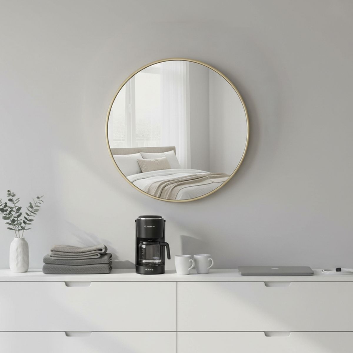 JUST HOME COLLECTION - Espejo Redondo Decorativo 30x30 cm Dorado