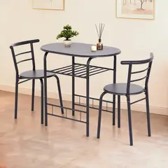 CASA BONITA - Comedor Auxiliar JX-18A516B 2 Sillas Mesa Ovalada 80x74x53cm Negro