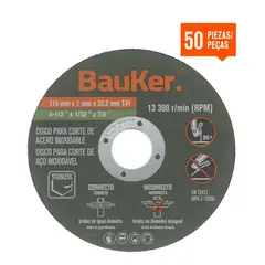 BAUKER - Disco corte 4 1/2" 1 mm 50 Unidades