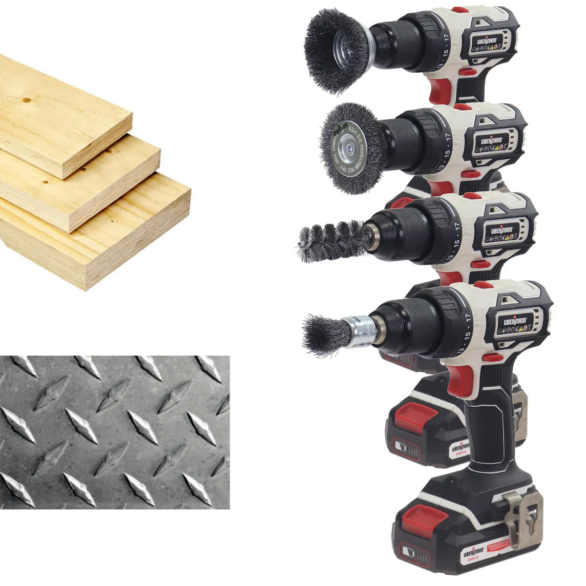 Set de Gratas para Taladro 4 piezas, marca UBERMANN - Foto 2