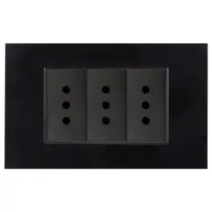 HALUX - Tomacorriente Triple 10A 10 Unidades Negro