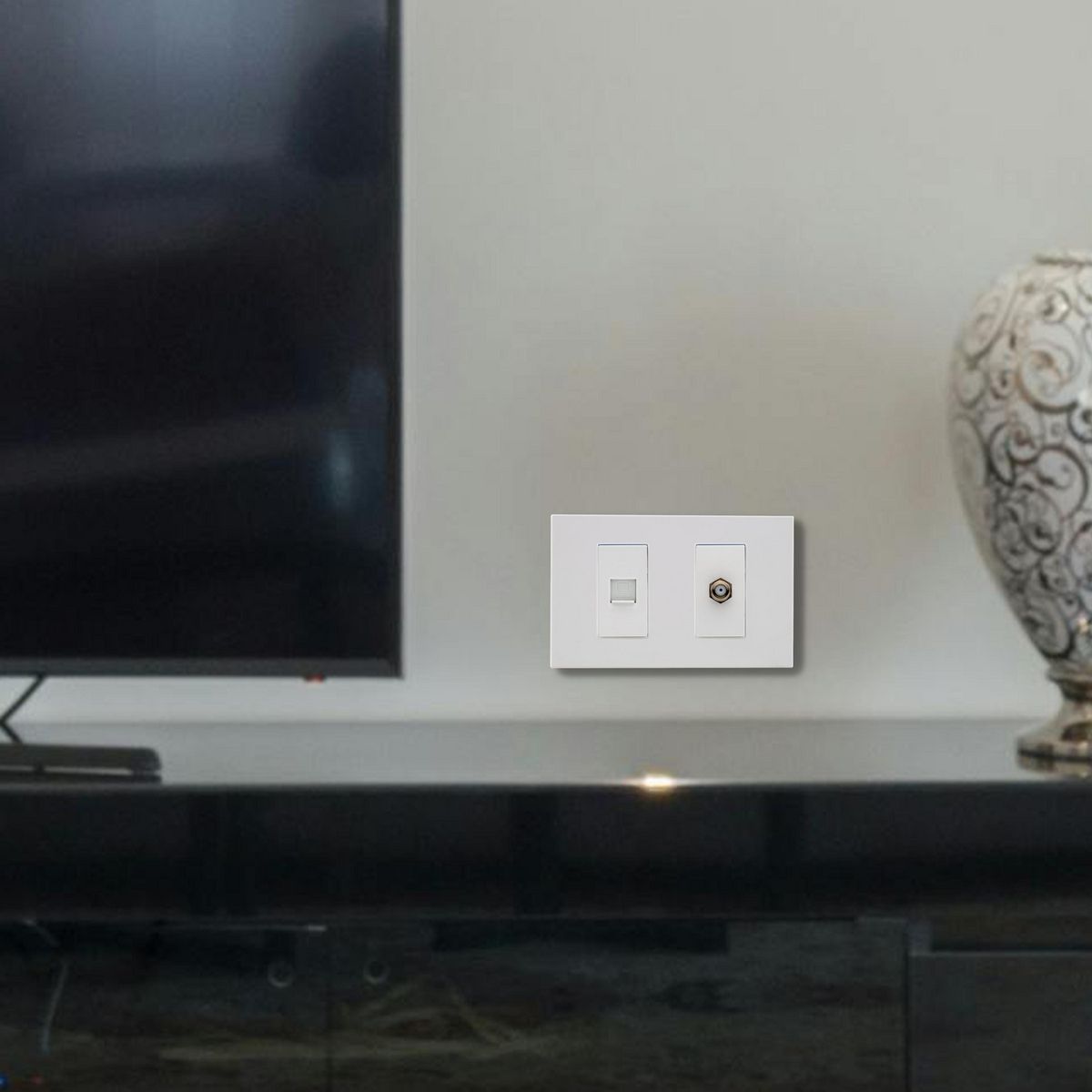 HALUX - Toma Tv Coaxial + Rj11 Andromeda Wh