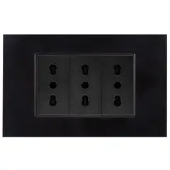 HALUX - Tomacorriente Triple 10/16 10 Unidades Negro