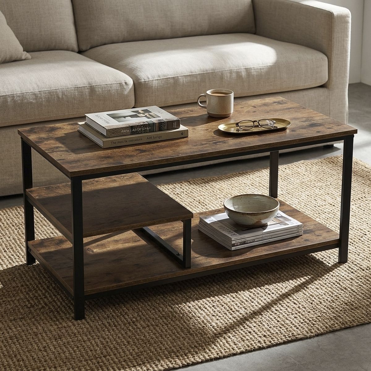 JUST HOME COLLECTION - Mesa de centro Forge Café 80x50x45.5 cm