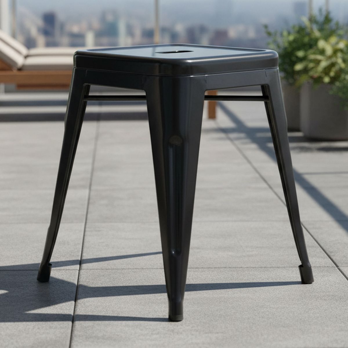 JUST HOME COLLECTION - Piso apilable Tolix Negro 45.5x39x39 cm