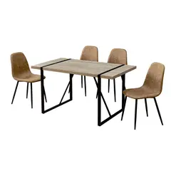JUST HOME COLLECTION - Juego de comedor Tracy 4 Sillas Mesa Rectangular 140x80x76cm Café