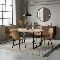 Juego de comedor Tracy 4 Sillas Mesa Rectangular 140x80x76cm Café