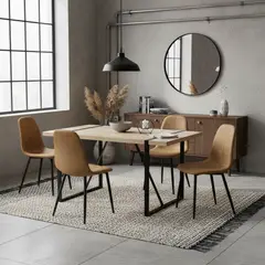 JUST HOME COLLECTION - Juego de comedor Tracy 4 Sillas Mesa Rectangular 140x80x76cm Café