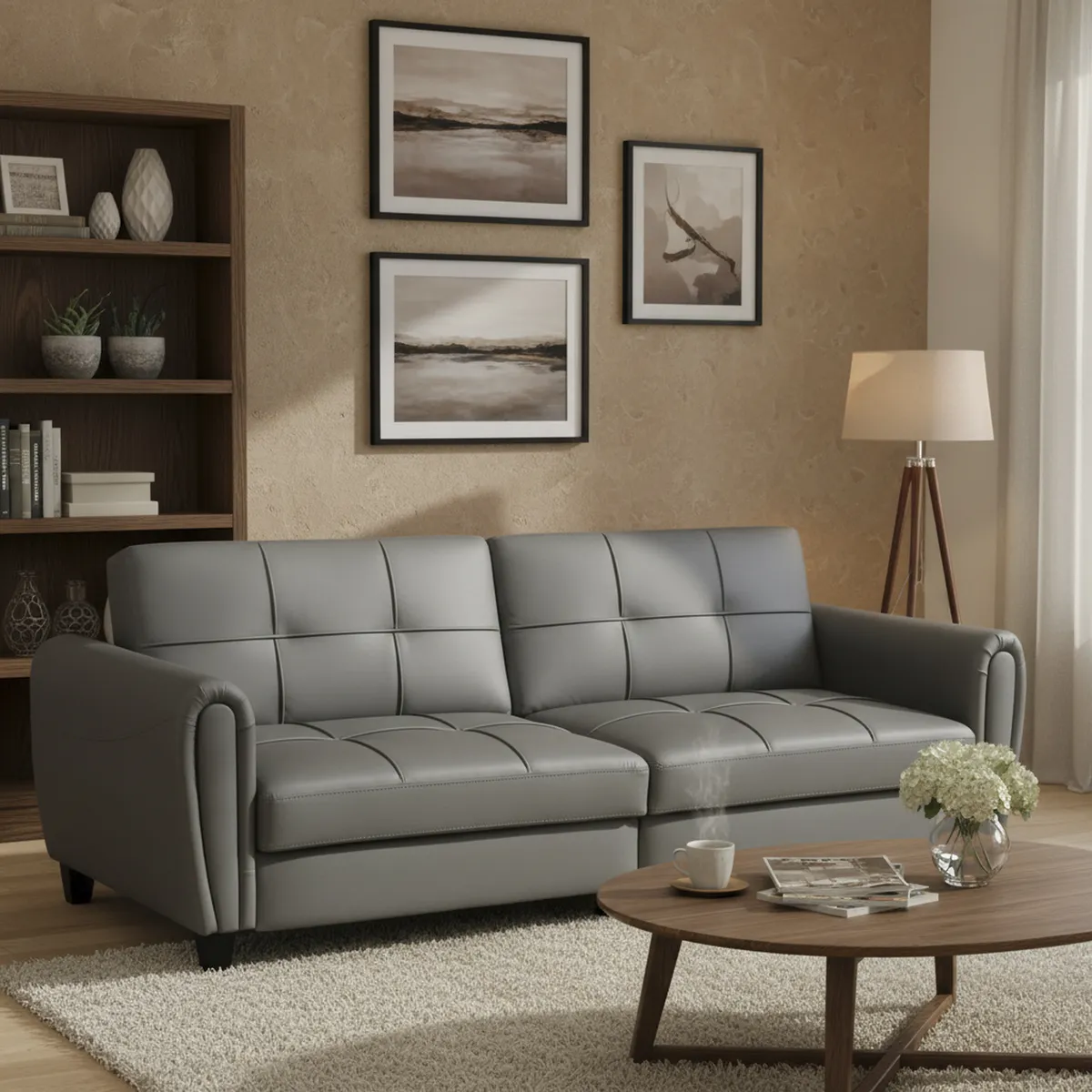 JUST HOME COLLECTION - Sofá Cama 2 cuerpos Lugano 214x78x83 cm Gris