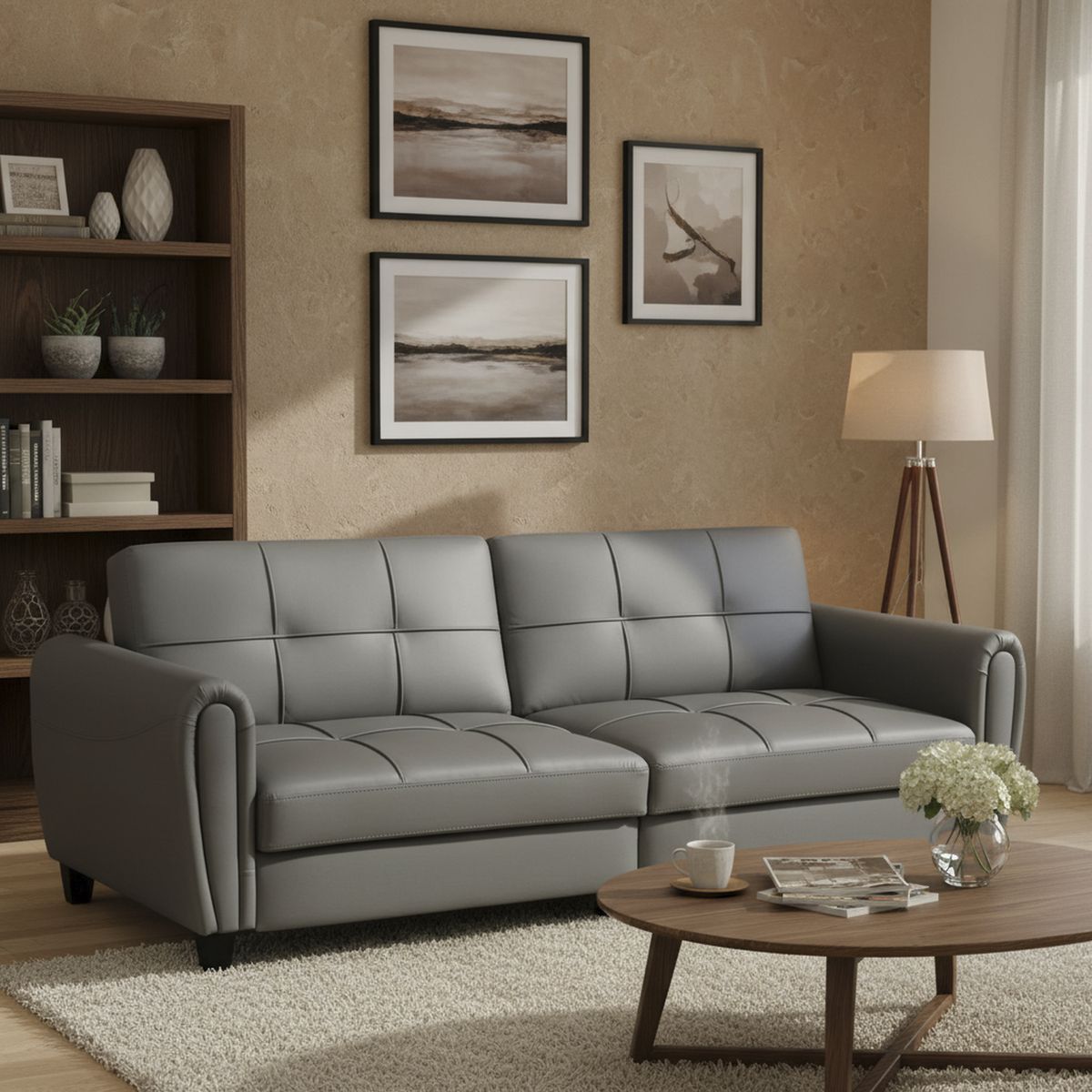 JUST HOME COLLECTION - Sofá Cama 2 cuerpos Lugano 214x78x83 cm Gris