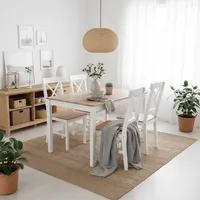 Juego de Comedor 4 Sillas Mesa Rectangular 118x74x73cm Madera