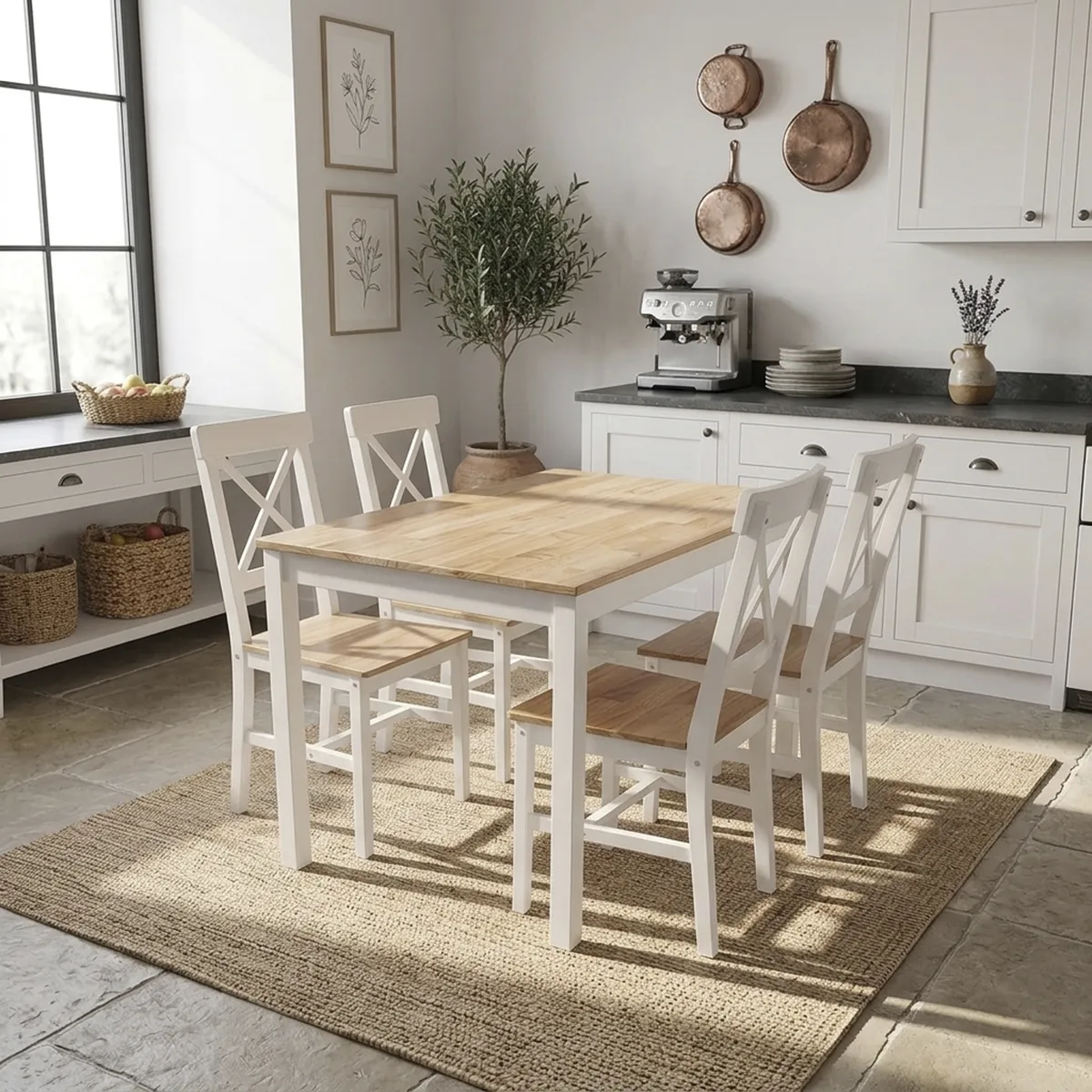 Juego de Comedor 4 Sillas Mesa Rectangular 118x74x73cm Madera, marca JUST HOME COLLECTION - Foto Principal