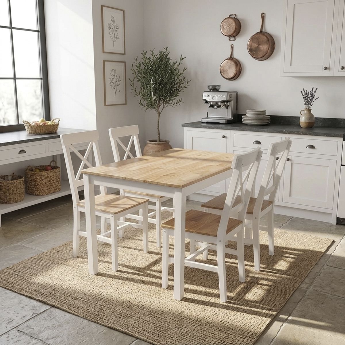 Juego de Comedor 4 Sillas Mesa Rectangular 118x74x73cm Madera, marca JUST HOME COLLECTION - Foto Principal