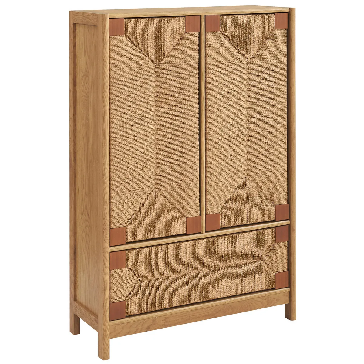 JUST HOME COLLECTION - Vitrina rattan madera 80x32x120 cm