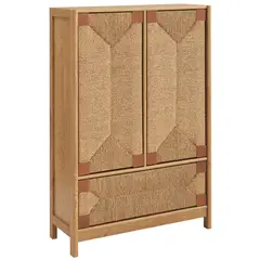 JUST HOME COLLECTION - Vitrina rattan madera 80x32x120 cm