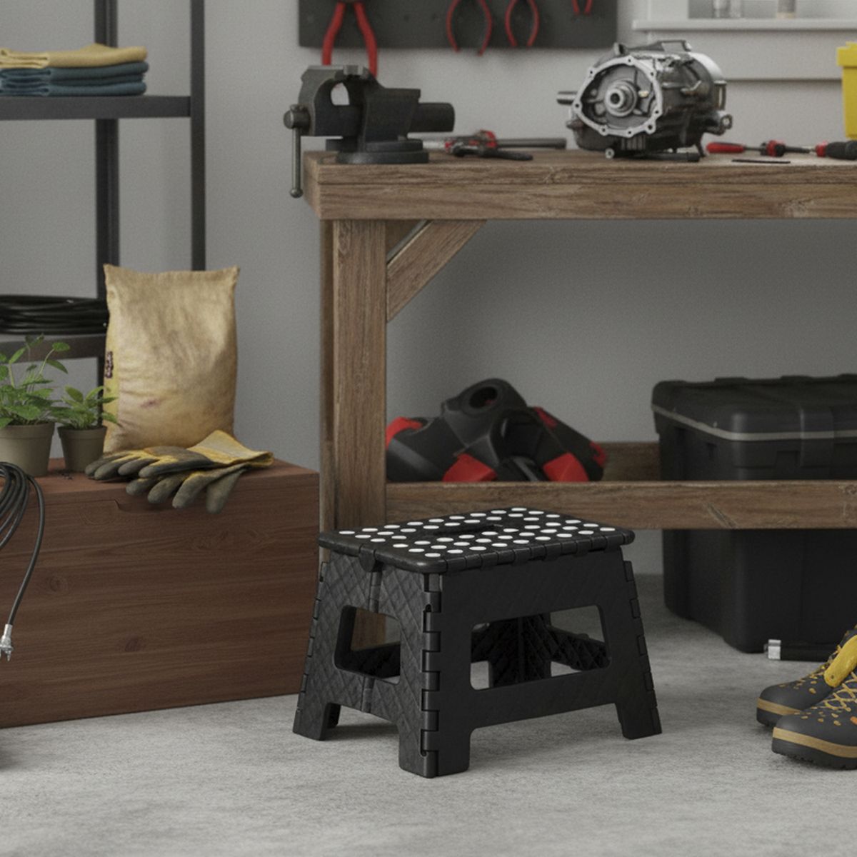 JUST HOME COLLECTION - Piso plegable Oxi Negro 21.6x31.5x25.4 cm