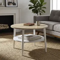 JUST HOME COLLECTION - Mesa de Centro Jamie Café/Blanco 60x60x45 cm