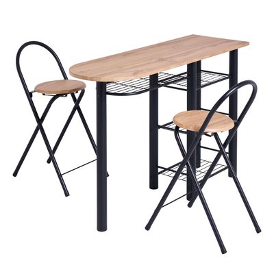 Imagen 2 del producto Comedor Auxiliar 2 Sillas Mesa Rectangular 120x78x40cm Café