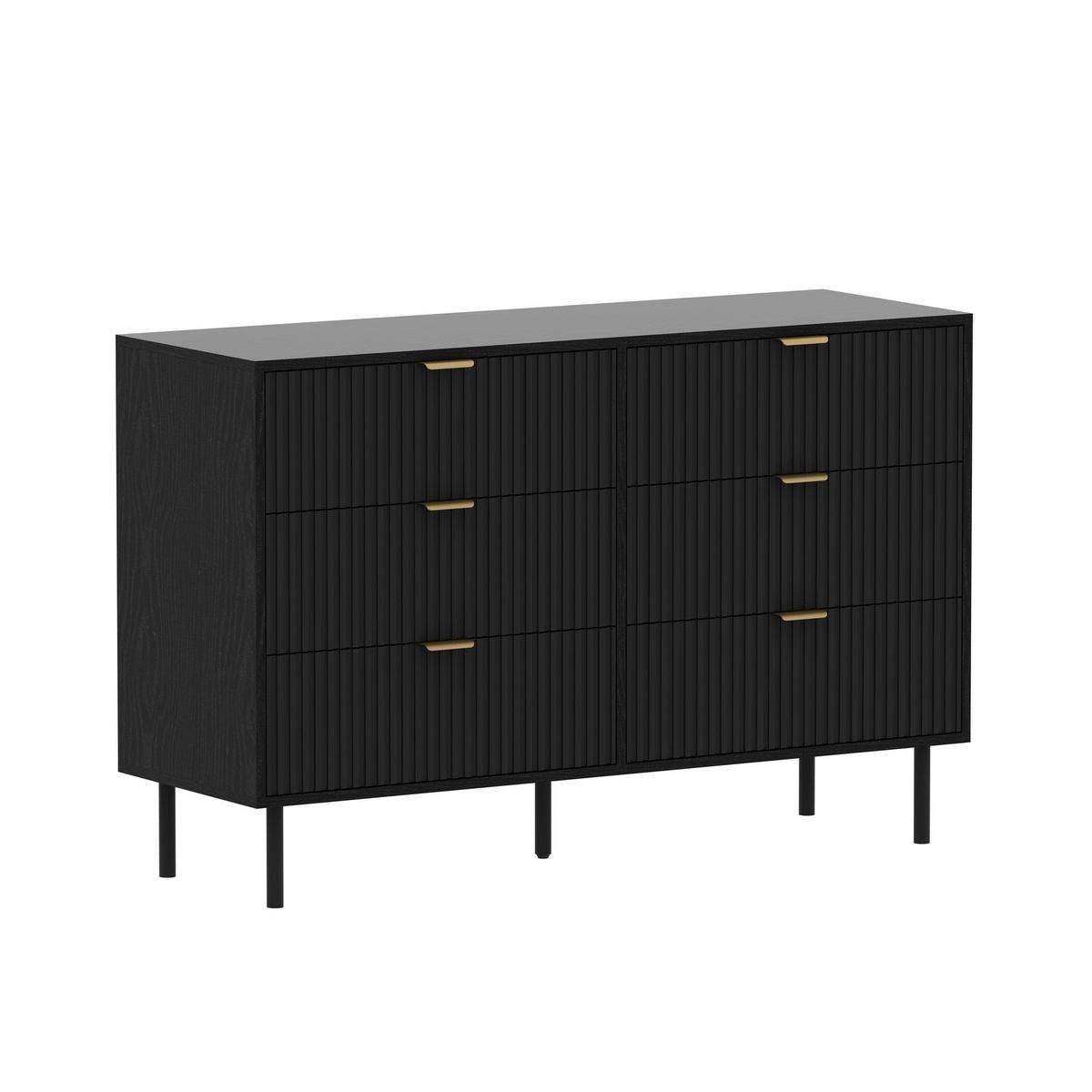 JUST HOME COLLECTION - Cómoda 6 Cajón(es) Mona 120x78x40 cm Negro