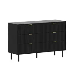 JUST HOME COLLECTION - Cómoda 6 Cajón(es) Mona 120x78x40 cm Negro