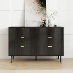 JUST HOME COLLECTION - Cómoda 6 Cajón(es) Mona 120x78x40 cm Negro