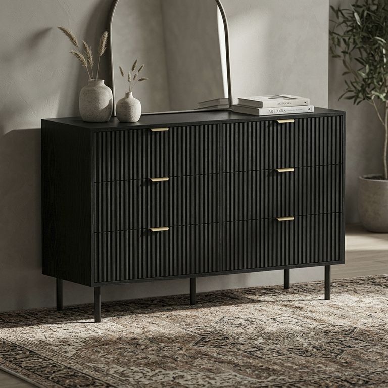 Cómoda 6 Cajón(es) Mona 120x78x40 cm Negro
