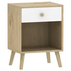 JUST HOME COLLECTION - Mesa de noche 1 Cajón(es) Milo 40x57.5x30 cm Blanco/Café