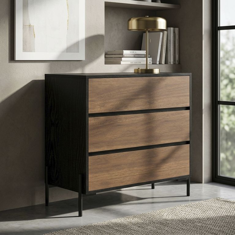 Cómoda 3 Cajón(es) Kalmar 84x40x75 cm Café/Negro