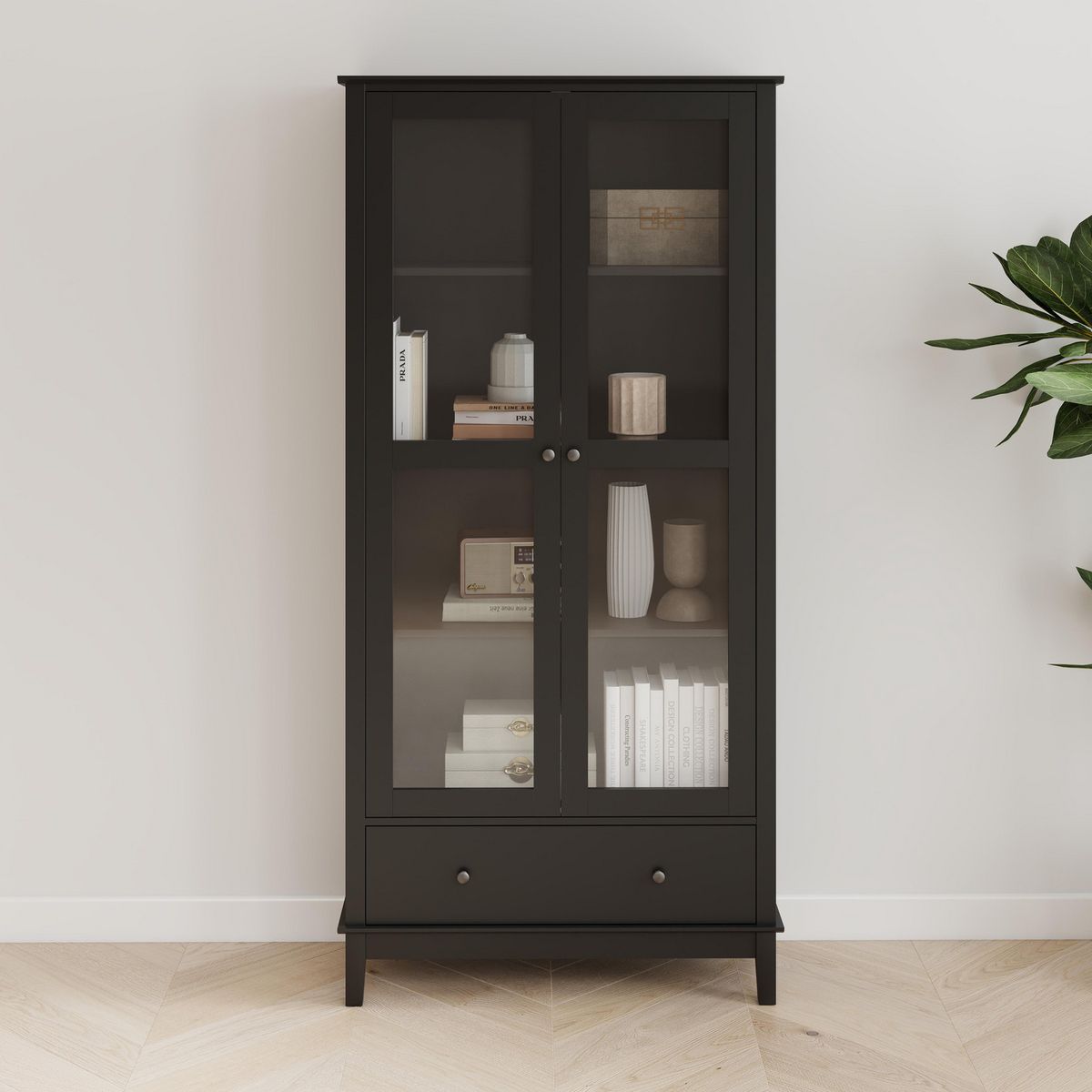 JUST HOME COLLECTION - Vitrina Nora 40x90x190 cm Negro