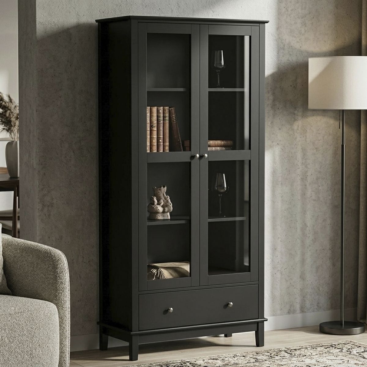 JUST HOME COLLECTION - Vitrina Nora 40x90x190 cm Negro