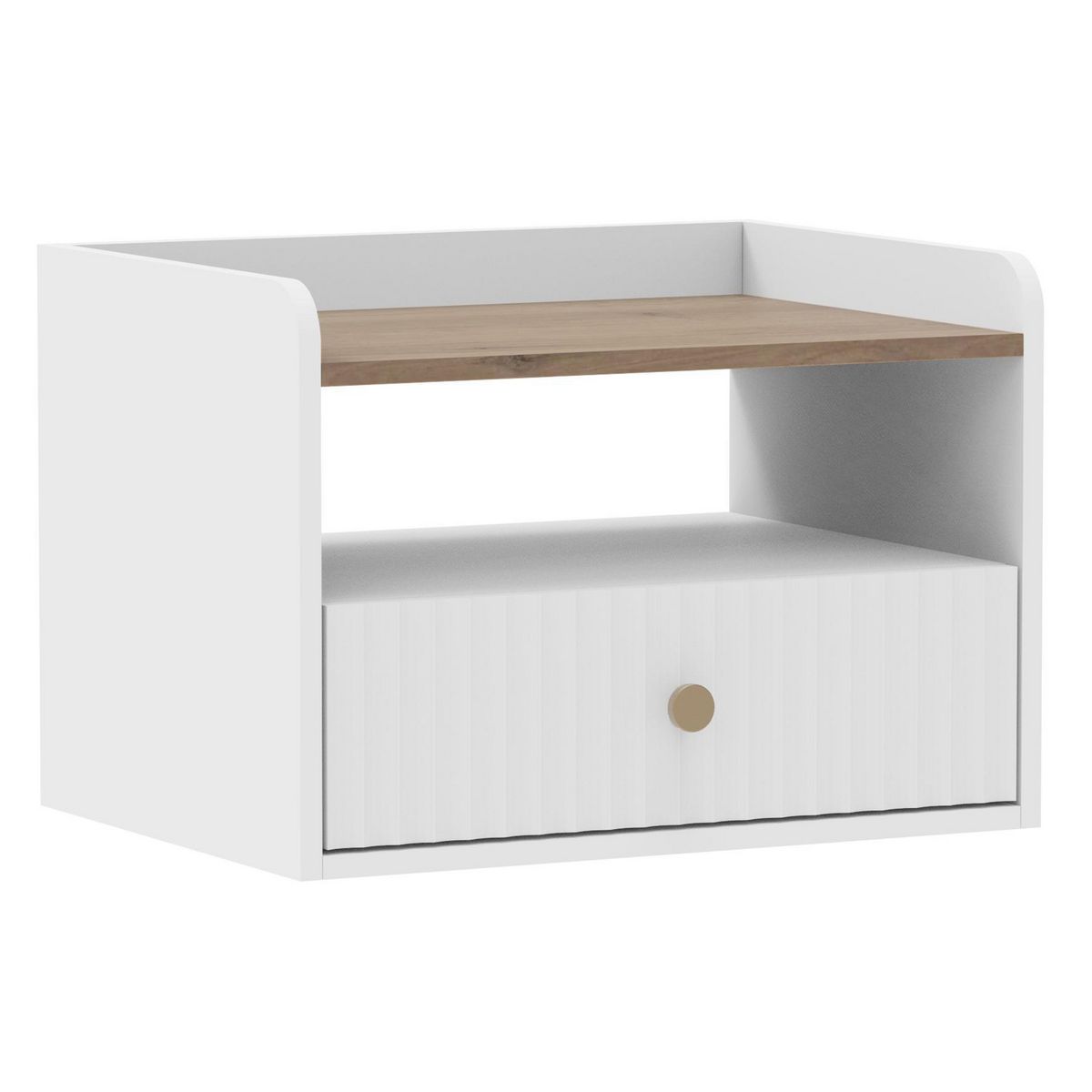 Velador 1 Cajón(es) Flotante 43x32x30 cm Blanco/Café, marca JUST HOME COLLECTION - Foto 2