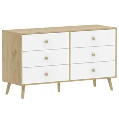 JUST HOME COLLECTION - Cómoda 6 Cajón(es) Milo 120x74x40 cm Blanco/Café