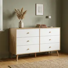 JUST HOME COLLECTION - Cómoda 6 Cajón(es) Milo 120x74x40 cm Blanco/Café