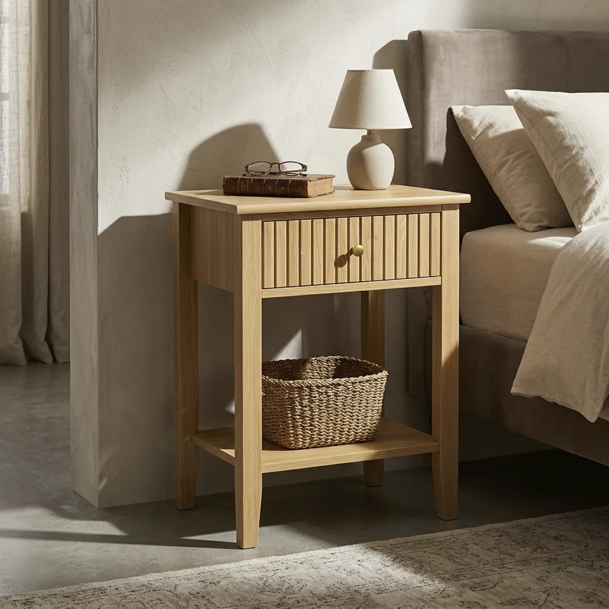 JUST HOME COLLECTION - Velador 1 Cajón(es) Cottage 48x61.5x35 cm Café