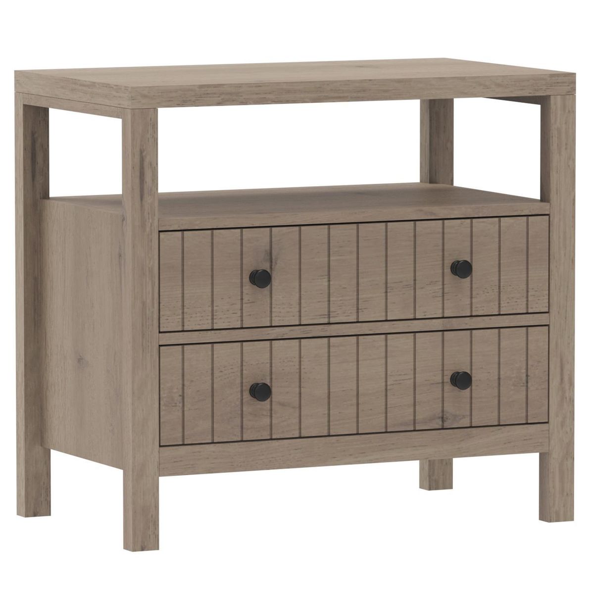 JUST HOME COLLECTION - Velador 2 Cajón(es) Rustico 68x63x40 cm Café/Gris