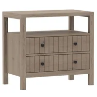 Velador 2 Cajón(es) Rustico 68x63x40 cm Café/Gris