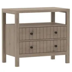 JUST HOME COLLECTION - Velador 2 Cajón(es) Rustico 68x63x40 cm Café/Gris