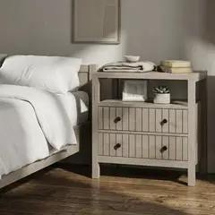 JUST HOME COLLECTION - Velador 2 Cajón(es) Rustico 68x63x40 cm Café/Gris